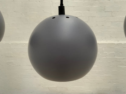 EB3456 Set of Three Small Danish Grey Steel Ball Pendant Ceiling Lamps LCLC