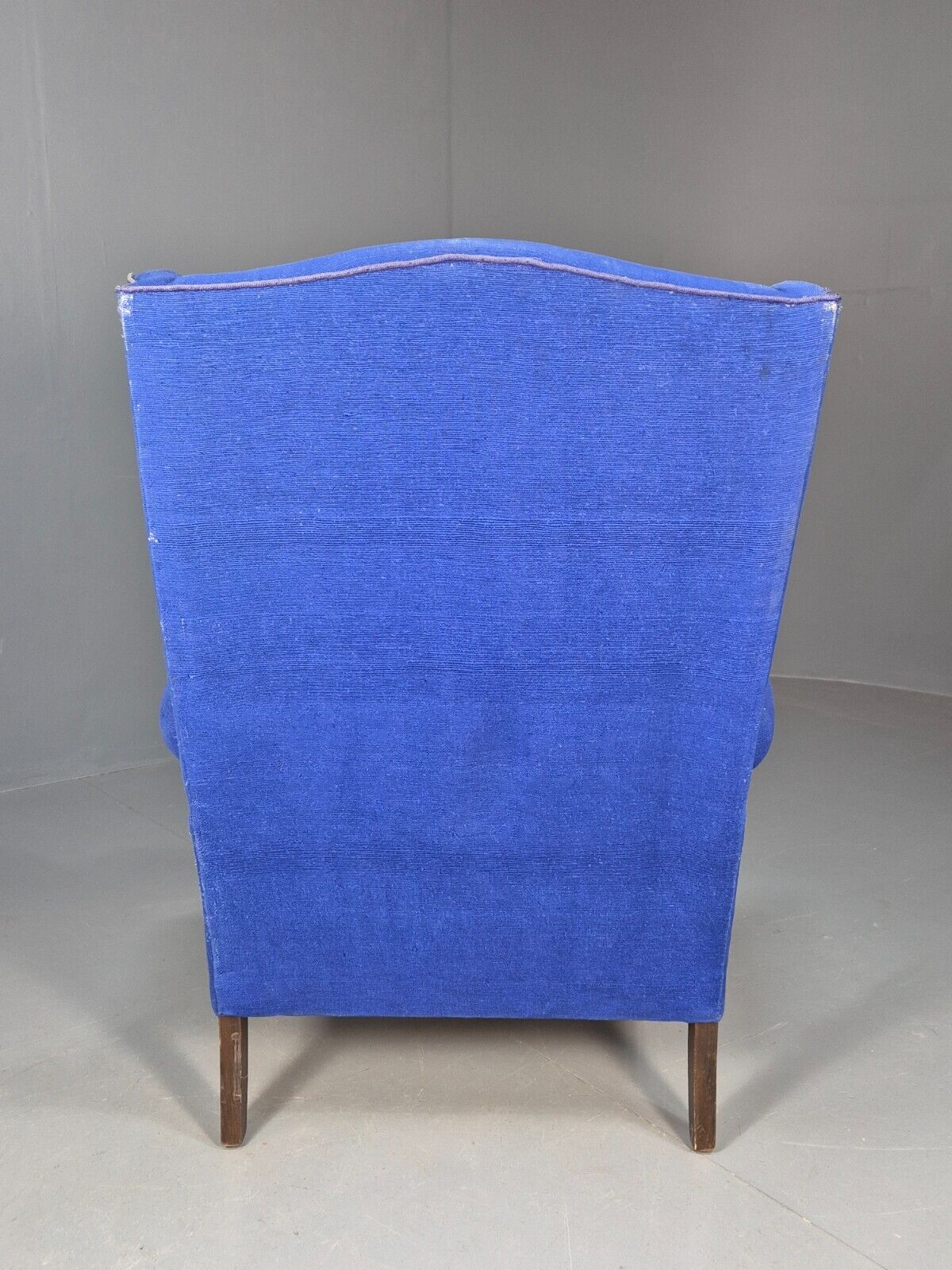 Vintage Danish Wingback Lounge Chair Blue Wool 1960s EB8468 VCLO