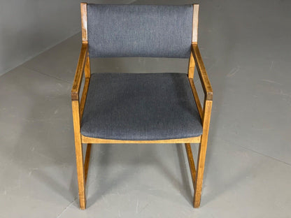 EB6146 Vintage Elbow Chair by Slagelse Oak Blue Cotton Danish Lounge MDIN