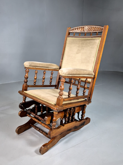 EB7358 Vintage American Style Rocking Chair Oak Frame Antique Style VWOO