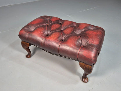 Vintage Footstool Oxblood Leather Chesterfield Style Antique Style EB8186 VCHE