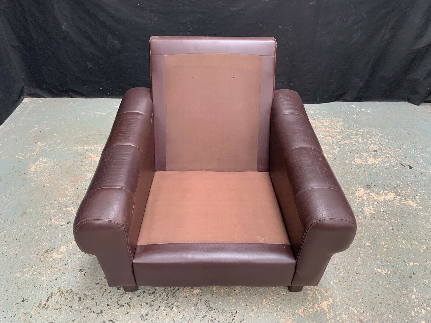 EB1748 Danish Brown Leather & Vinyl Lounge Chair from smoking household VLEA