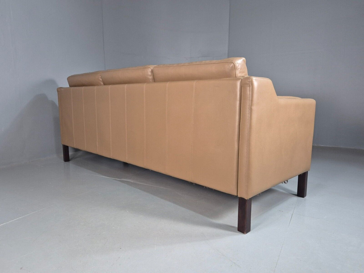 Vintage Danish 3 Seat Sofa Caramel Leather Mogensen Style Retro MCM EB7612 M3SS