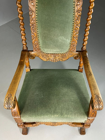 EB6699 Vintage Danish Lounge Chair 17th Century Style  Oak Antique Style VCLO