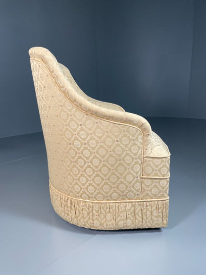 EB6572 Small Gold Tub Chair Regal Pattern Fabric Antique Style Seating VCLO