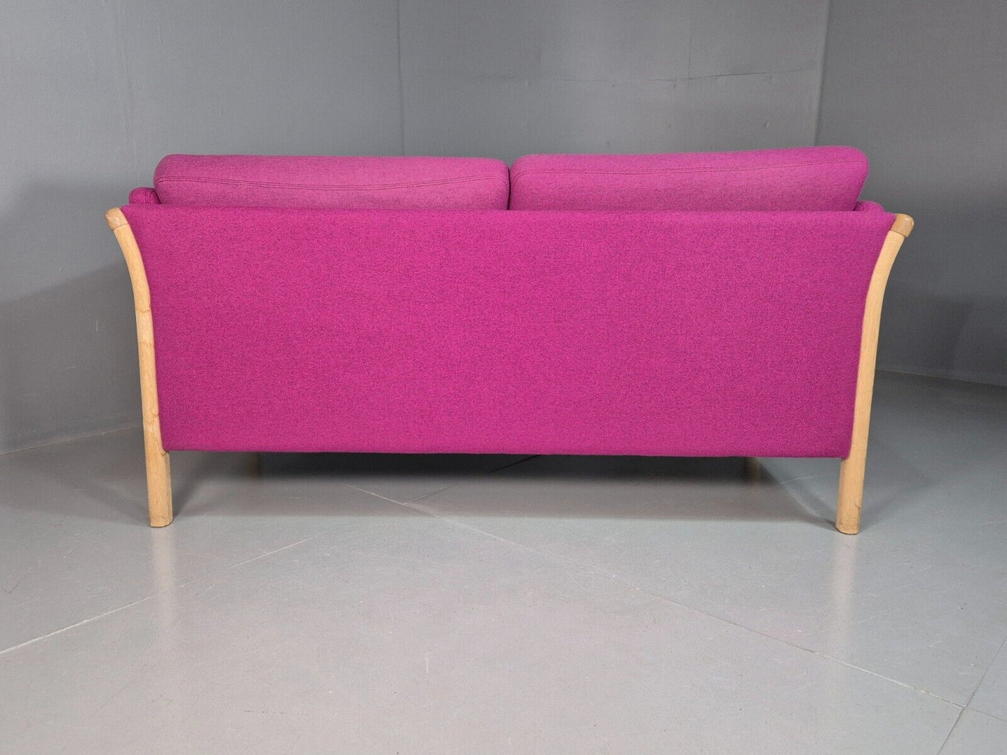 Vintage Danish 2 Seat Sofa Pink Wool Oak Frame Skalma MCM Retro EB7610 M2SS