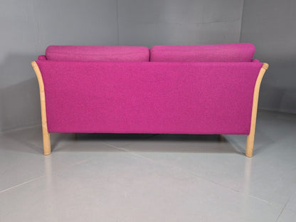 Vintage Danish 2 Seat Sofa Pink Wool Oak Frame Skalma MCM Retro EB7610 M2SS