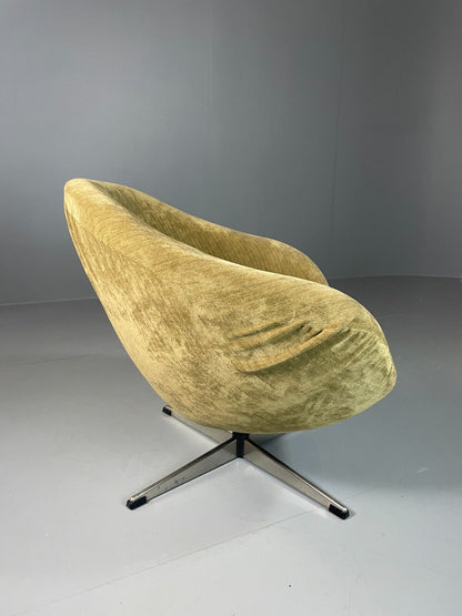 EB6410 Vintage Danish Swivel Bucket Chair Gold Velour Upholstery Retro MCM MSWI