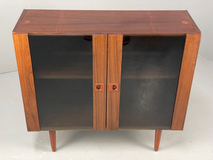 EB5910 Vintage Danish Rosewood Display Case on Turned Legs Retro 1980s MWOO