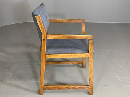 EB6145 Vintage Elbow Chair by Slagelse Oak Blue Cotton Danish Lounge MDIN