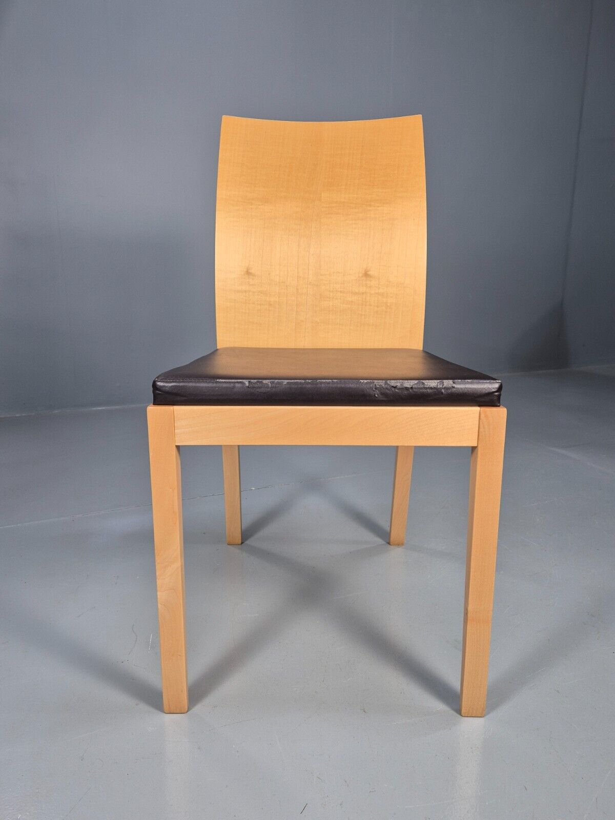 6 Modern Habitat Birch Plywood & Dark Brown Vinyl Dining Chairs EB8431 MDIN