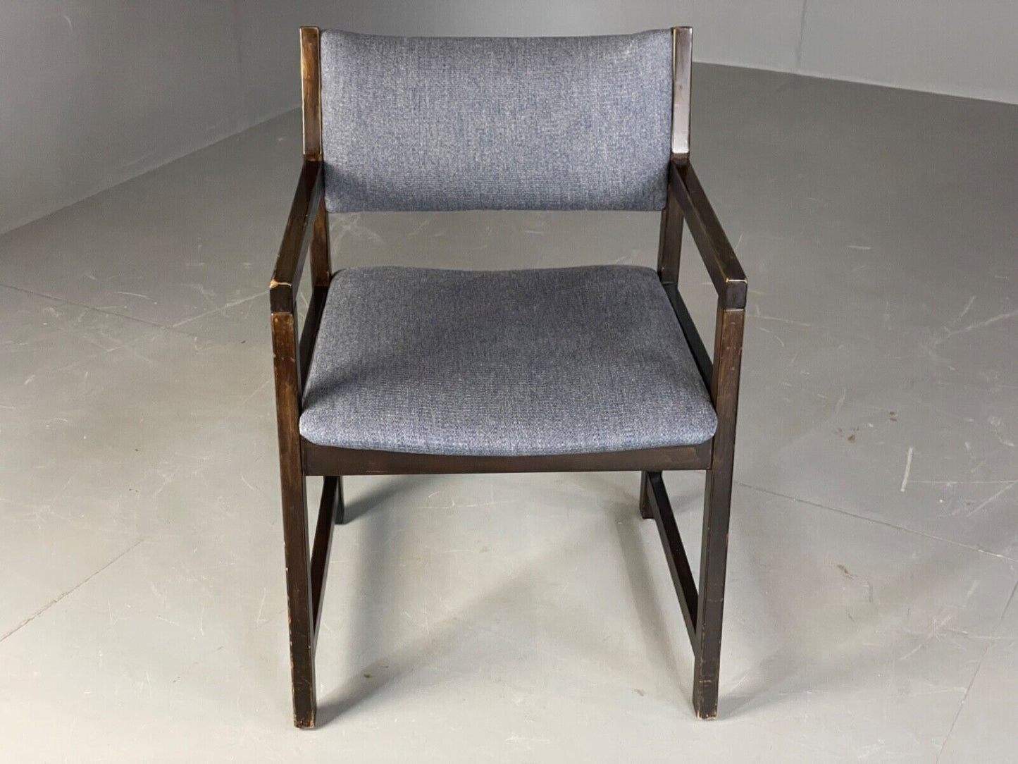 EB6153 Vintage Elbow Chair by Slagelse Oak Blue Cotton Danish Lounge MDIN