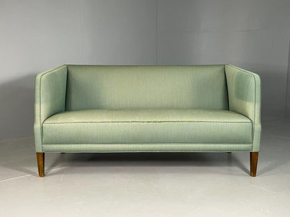 EB6932 Vintage Danish 2 Seat Sofa Green Wool Upholstery MCM Retro Art Deco M2SS