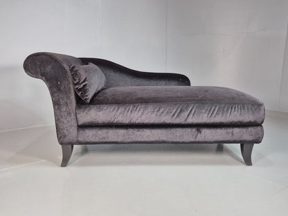 Vintage Chaise Lounge Black Velvet Velour Modern EB8202 VCHA