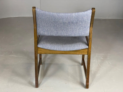 EB6151 Vintage Elbow Chair by Slagelse Oak Blue Cotton Danish Lounge MDIN