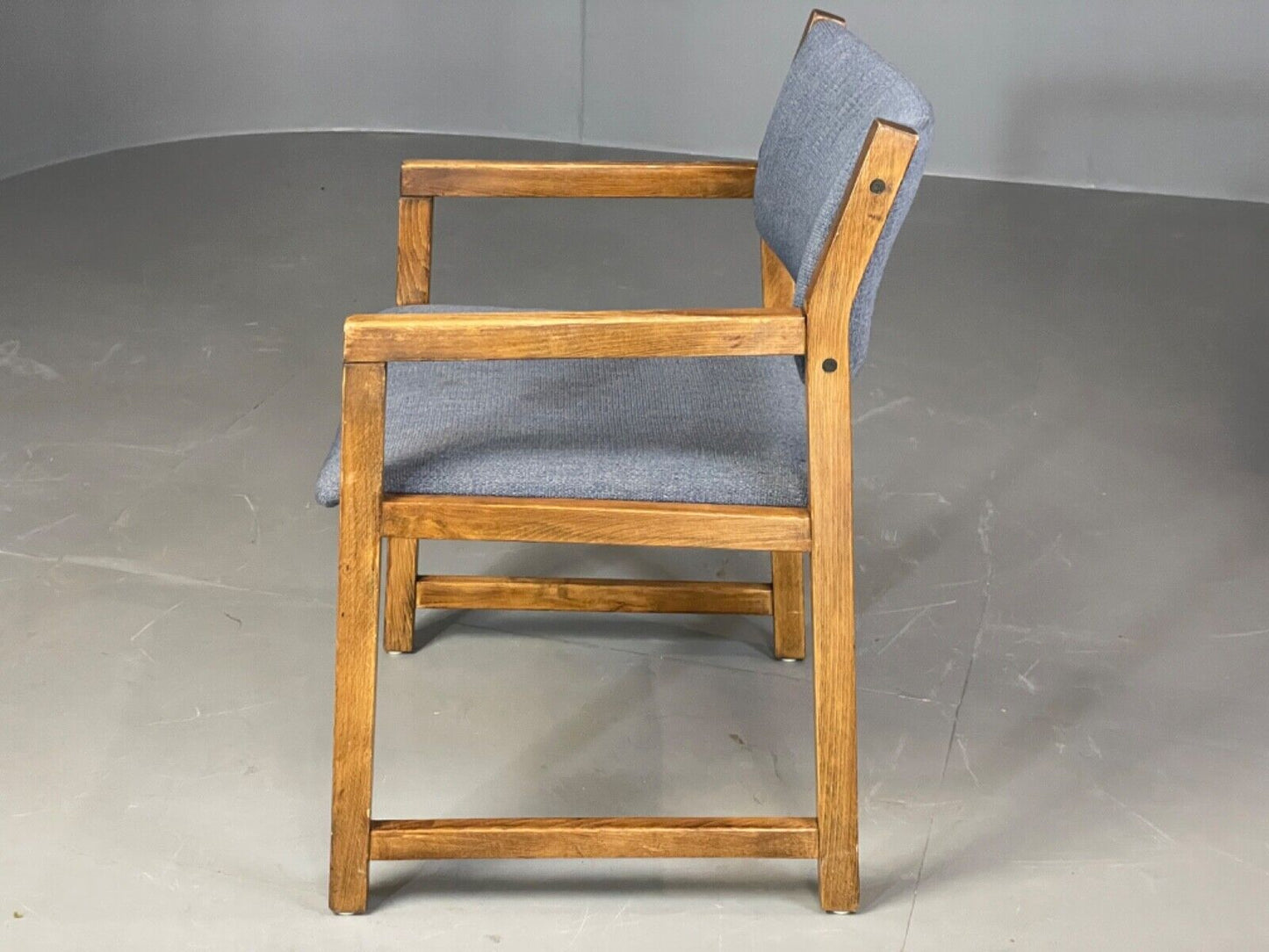 EB6156 Vintage Elbow Chair by Slagelse Oak Blue Cotton Danish Lounge MDIN