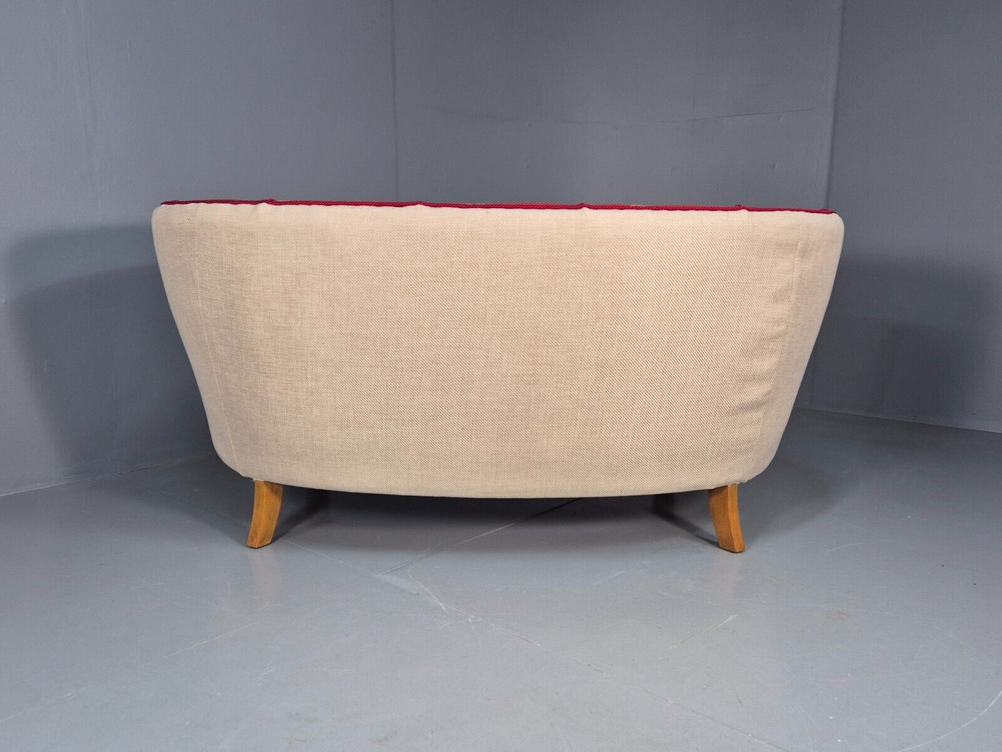 Vintage Danish Banana sofa Red and Cream Shell back Deco 1930s Retro EB8297 V2SS