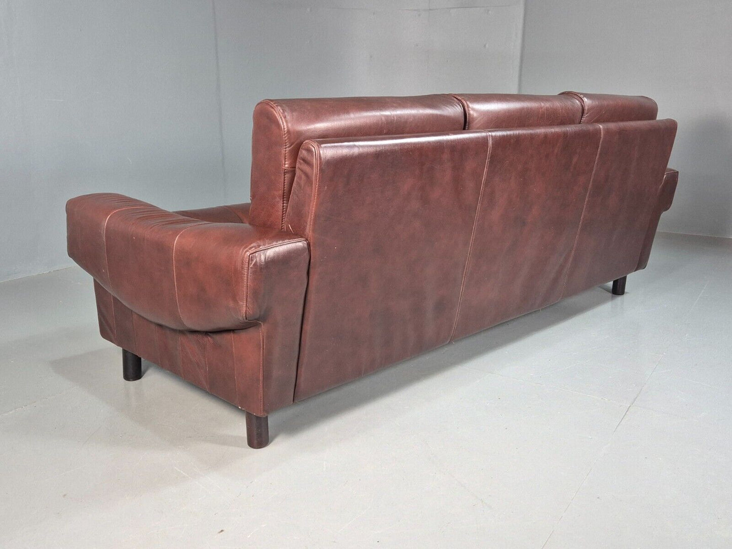 Vintage Danish 3 Seat Sofa Brown Leather 1970s Retro MCM EB7618 M3SS