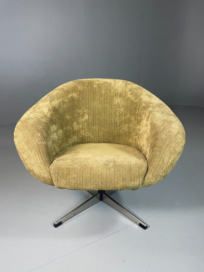 EB6410 Vintage Danish Swivel Bucket Chair Gold Velour Upholstery Retro MCM MSWI