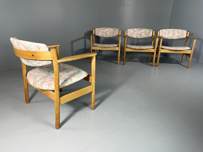 EB6019 Vintage Danish Oak Elbow Chairs FDB Møbler Set of 4 80s Print MDIN