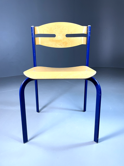 EB6339 Vintage Danish Stacking Chair Bent Ply Steel Retro Industrial 1980s MSTA