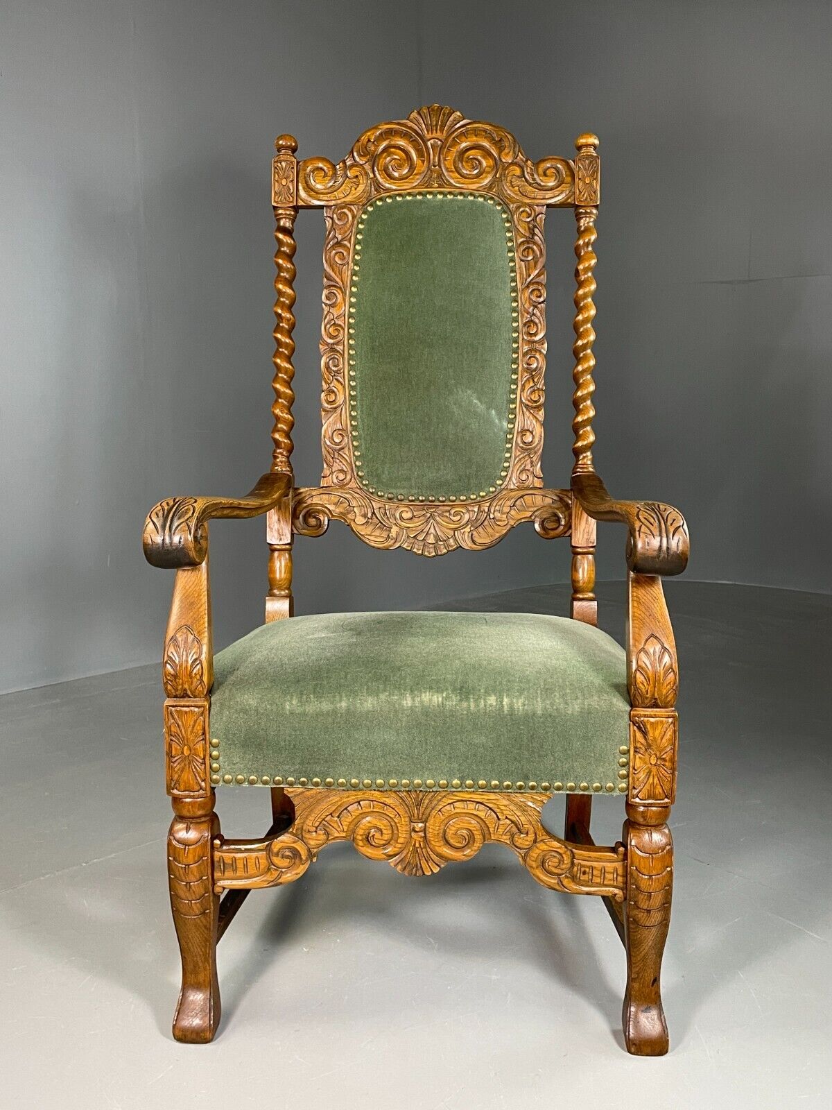 EB6699 Vintage Danish Lounge Chair 17th Century Style  Oak Antique Style VCLO