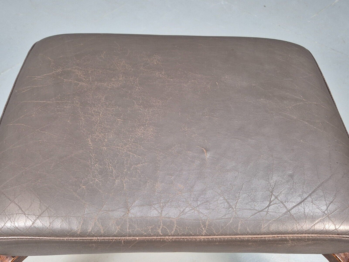 Vintage Danish Footstool Brown Leather Bentwood 1970s Retro MCMEB8461 MFOO