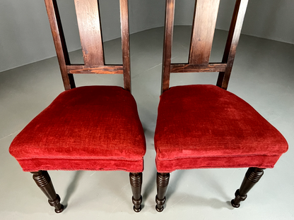 EB6328 2 Vintage Danish Dining Chairs Pine Beech Red Antique 1920s VDIN