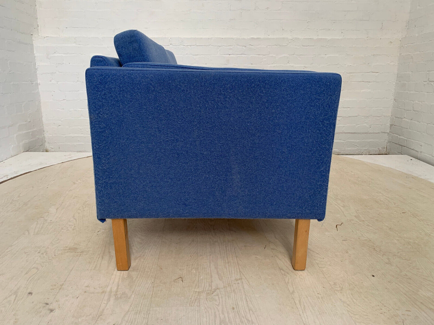 EB3014 Danish Blue Wool Two Seater Sofa Mid-Century Modern Lounge Settee M2SS