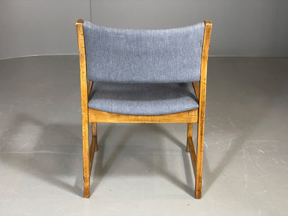 EB6149 Vintage Elbow Chair by Slagelse Oak Blue Cotton Danish Lounge MDIN