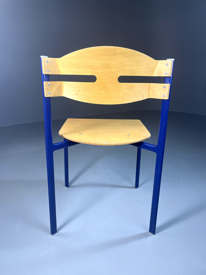 EB6339 Vintage Danish Stacking Chair Bent Ply Steel Retro Industrial 1980s MSTA