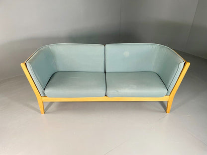 EB6517 Vintage Danish Stouby 2 to 3 Seat Sofa Curved Beech Retro MCM Blue M2SS