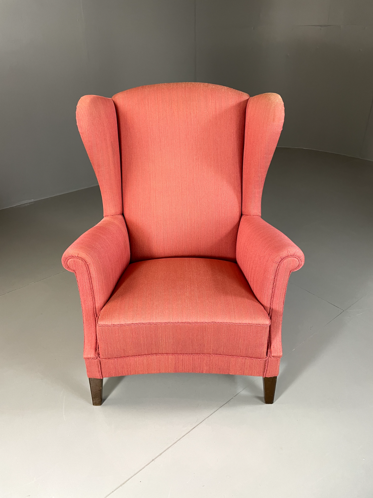 EB5685 Vintage Danish Mid Century Wingback Armchair, 1950s, Pink, Retro VCLO