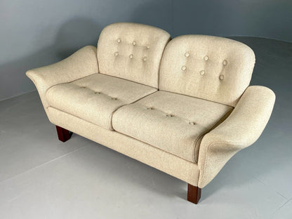 EB6778 Vintage Danish 2 Seat Sofa Cream Wool 1980s Retro MCM M2SS