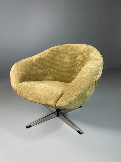 EB6410 Vintage Danish Swivel Bucket Chair Gold Velour Upholstery Retro MCM MSWI