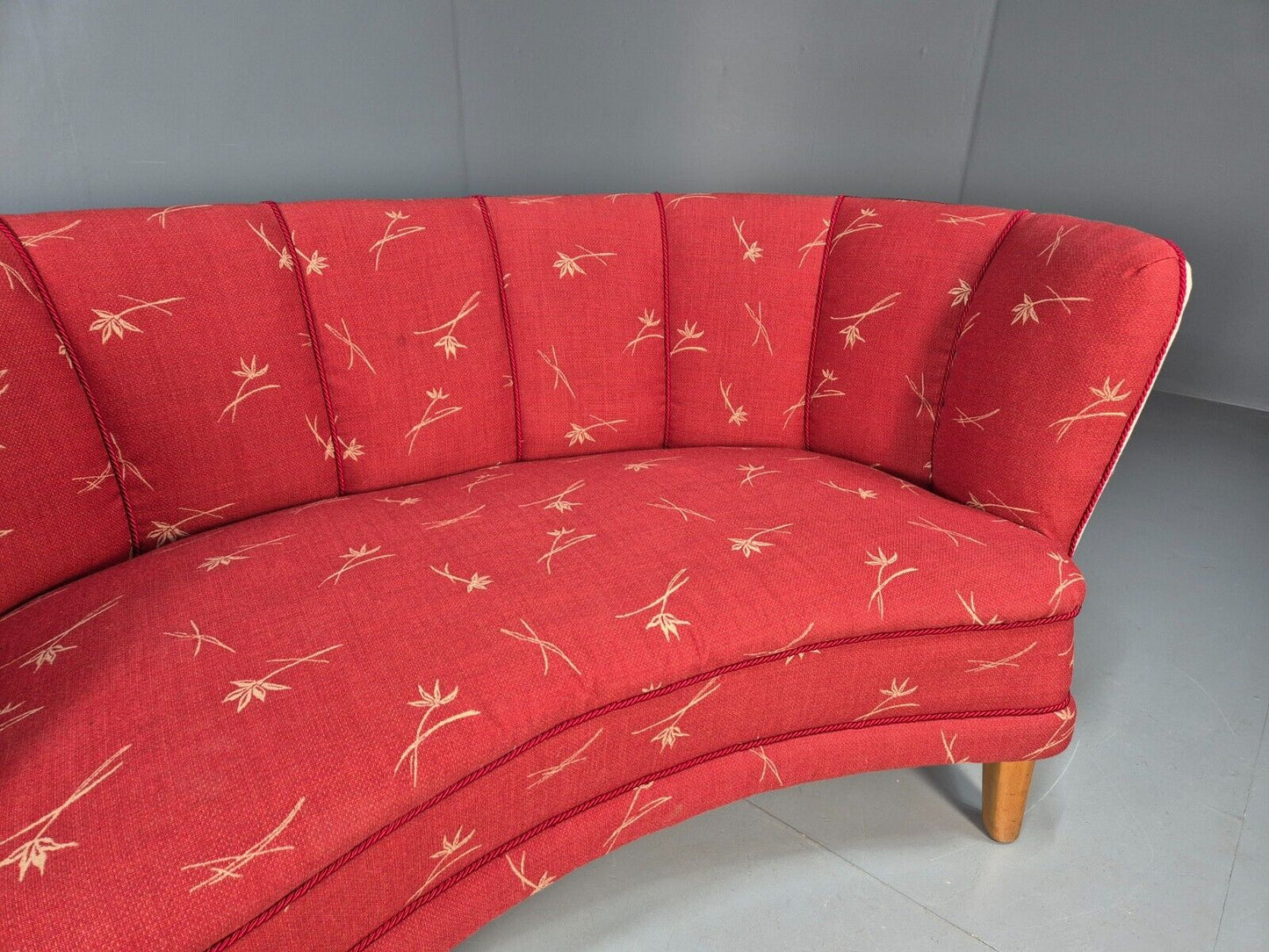 Vintage Danish Banana sofa Red and Cream Shell back Deco 1930s Retro EB8297 V2SS