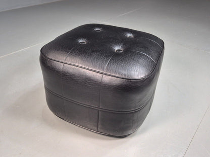 Vintage Footstool Pouffe Black Vinyl Sherbourne 1960s Retro EB8204 MFOO