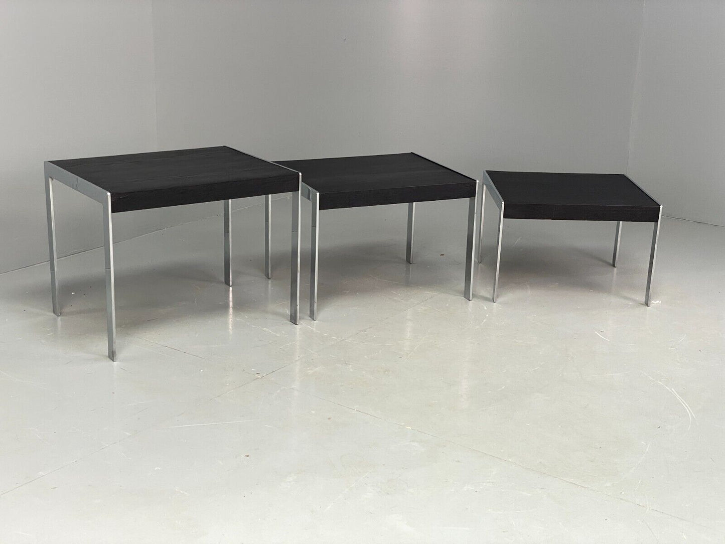 EB7135 Contemporary Nest Of Tables In Black Painted Ash and Chrome MWOO