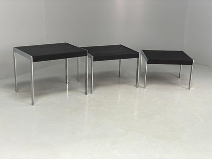 EB7135 Contemporary Nest Of Tables In Black Painted Ash and Chrome MWOO