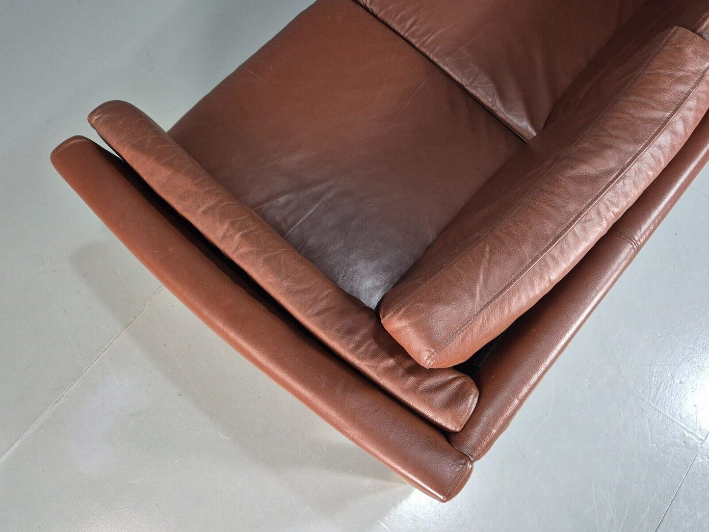 Vintage Danish 2 Seat Sofa Brown Leather 1970s Retro MCM  EB7633 M2SS