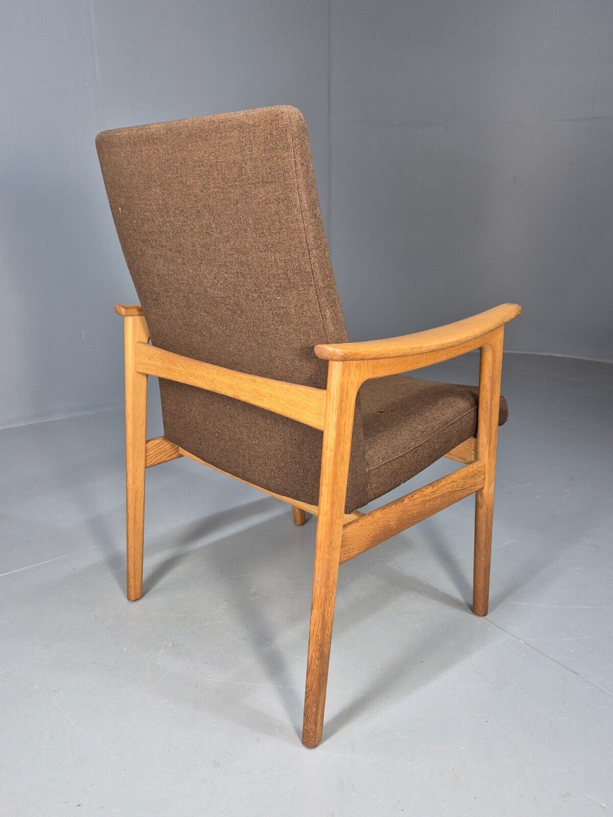 Vintage Danish Elbow Chair Green Wool Oak Frame Hong Stolefabrik MCM EB8485 MDIN