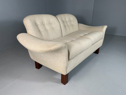 EB6778 Vintage Danish 2 Seat Sofa Cream Wool 1980s Retro MCM M2SS