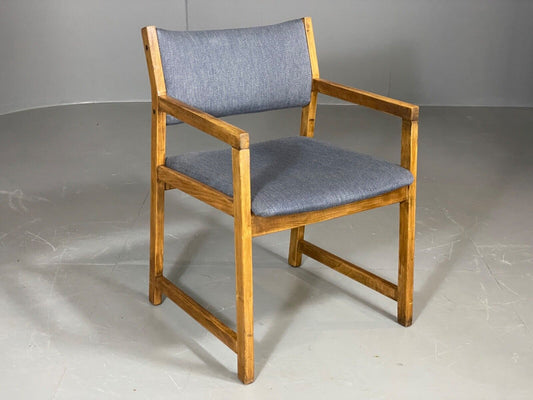 EB6150 Vintage Elbow Chair by Slagelse Oak Blue Cotton Danish Lounge MDIN