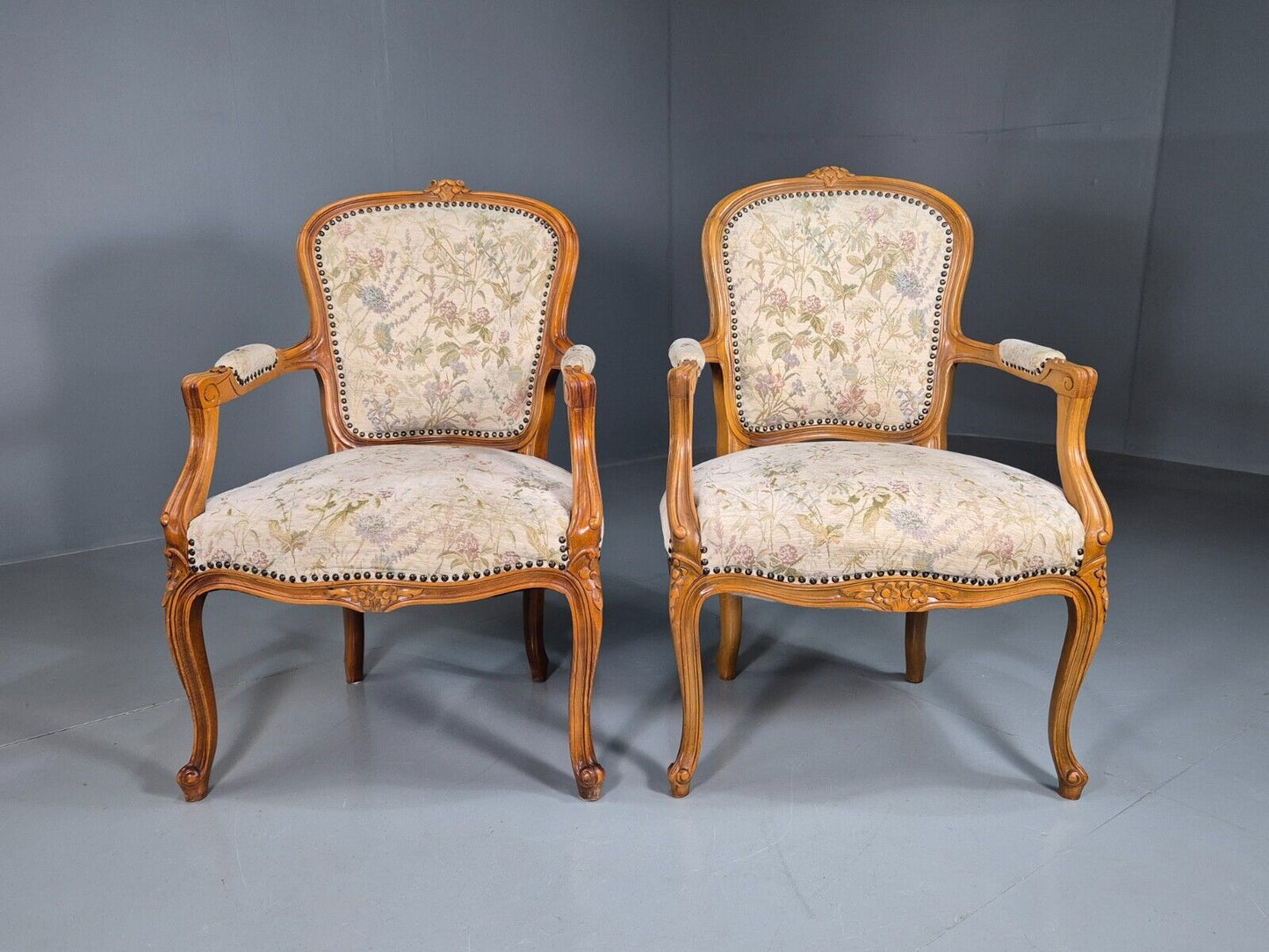 2 Vintage Danish Fauteuil Lounge Chairs Louis XVI Style 1970s Built  EB7606 VCLO