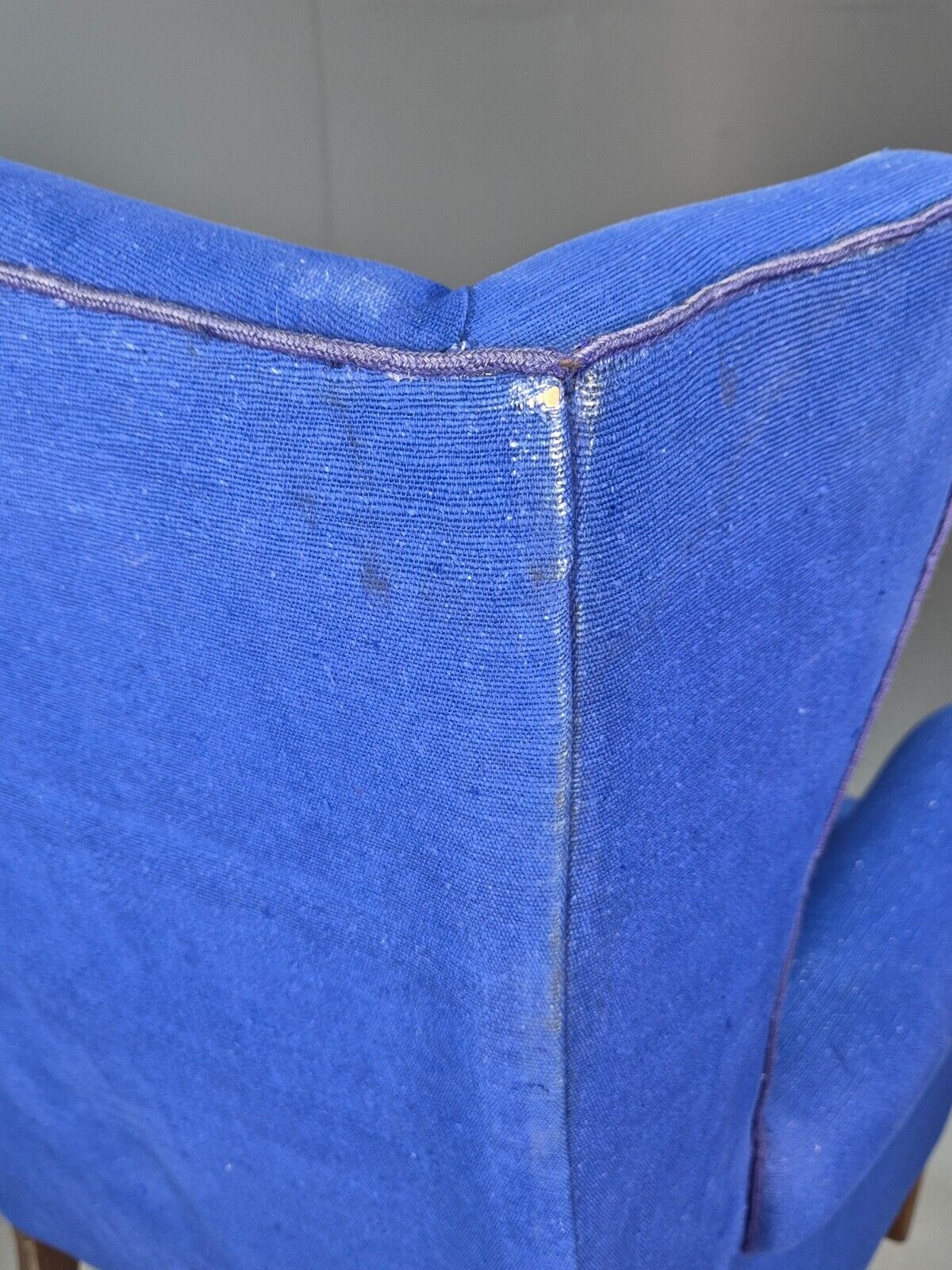 Vintage Danish Wingback Lounge Chair Blue Wool 1960s EB8468 VCLO