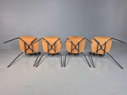 4 Vintage Danish Stacking Chairs Teak Plywood Steel Frame 1960 Retro EB8365 MSTA