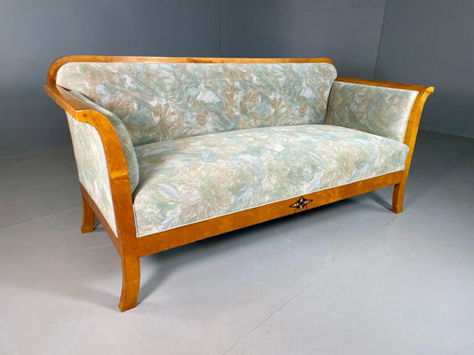 EB6958 Vintage Danish Sofa Satinwood Floral Cotton Empire Style Antique V2SS