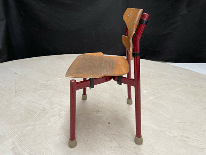 EB2845 Danish Randers Beech & Burgundy Steel Childrens Stacking Chair MSTA