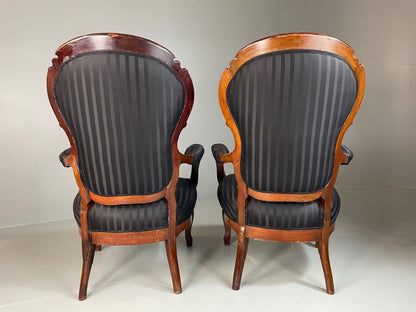 EB4818 Two Danish Balloon back Mahogany Framed Chairs, Antique, Vintage VCAR