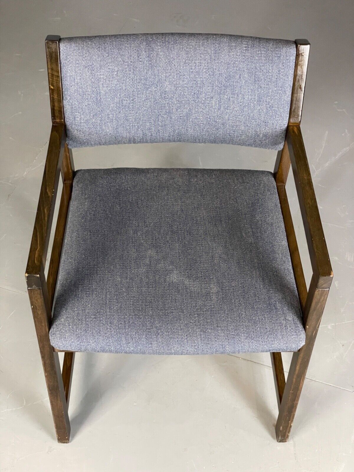 EB6155 Vintage Elbow Chair by Slagelse Oak Blue Cotton Danish Lounge MDIN